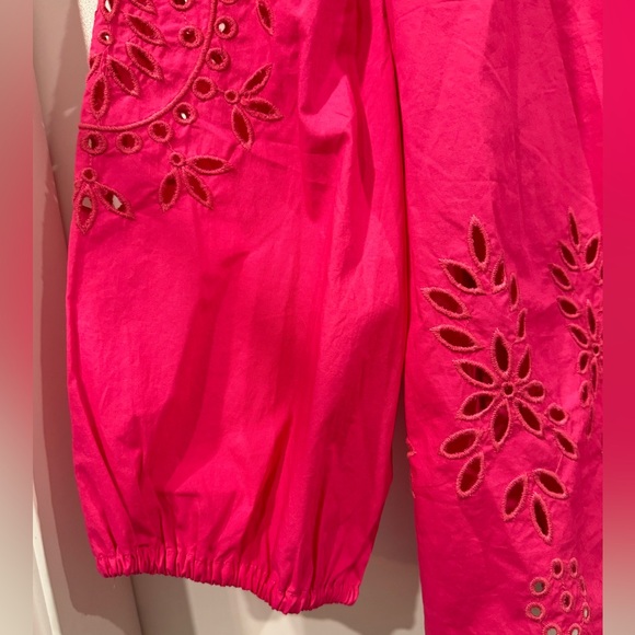 J CREW XL Fuchsia Pink Embroidered Eyelet blouse - Picture 3 of 10